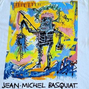 Jean-Michel Basquiat Fishing Tee Shirt Size L Urban Outfitters White